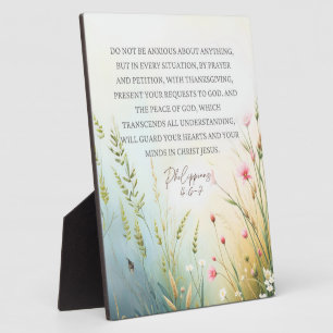 Plaque Photo Philippiens 4:6-7 Verset de la Bible Fleur Sauvage