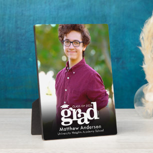 Plaque Photo Photo Black Graduation Typographie blanche Minimal