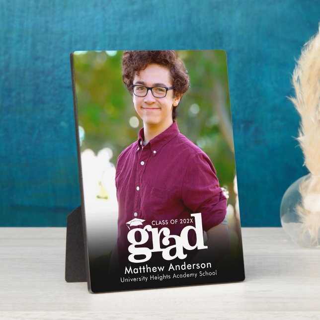 Plaque Photo Photo Black Graduation Typographie blanche Minimal (Créateur téléchargé)