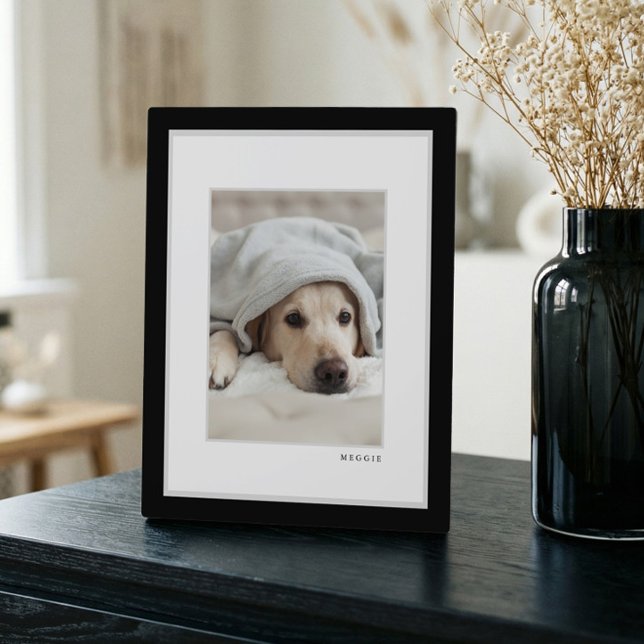 Plaque Photo Photo d'animal de compagnie | Cadre moderne minima (Pet Photo | Modern Minimal Black & White Frame Pet)