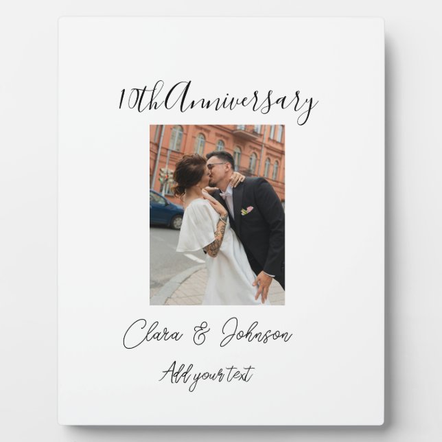 Plaque Photo photo de 10e anniversaire de mariage nom couple Ro (Devant)
