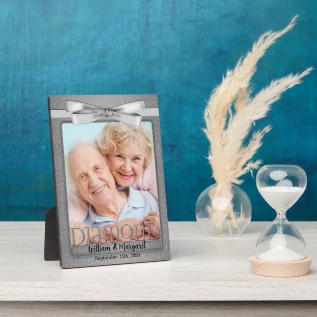 Plaque Photo Photo de 60e anniversaire de mariage en diamant 5x (Côté)