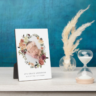 Plaque Photo Photo de bébé Rustic Bloom