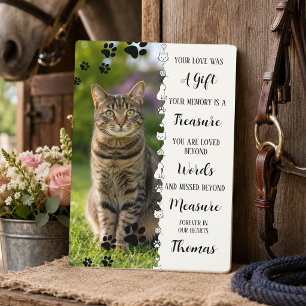 Plaque Photo Photo de chat personnalisé avec poème en mémoire