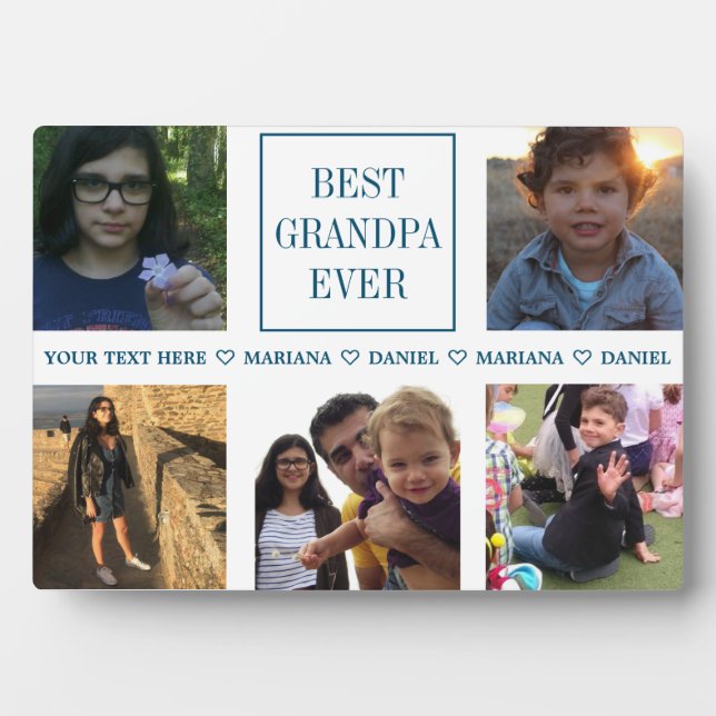 Plaque Photo Photo de collage de Custom Grandpa Father's Day (Devant)