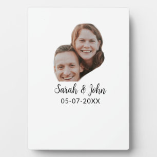 Plaque Photo Photo de couple avec nom et date de mariage simple