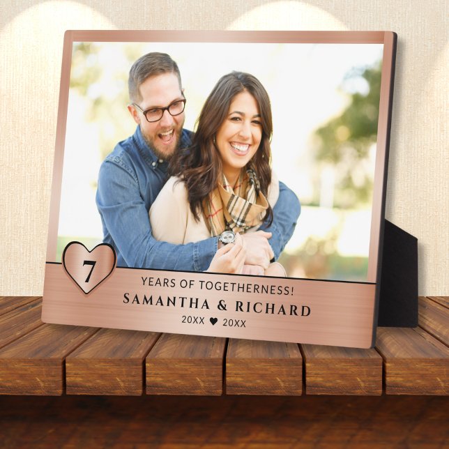 Plaque Photo Photo de couple pour l'anniversaire de mariage cui (7th copper wedding anniversary photo gift plaque)