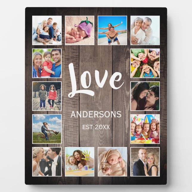 Plaque Photo Photo de Custom Collage Rustic Farmhouse Family (Devant)