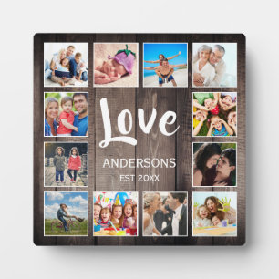 Plaque Photo Photo de Custom Collage Rustic Farmhouse Love Fami