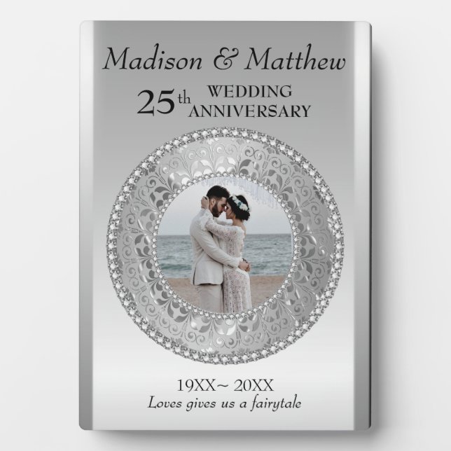 Plaque Photo Photo de Custom Silver Background Anniversary Plaq (Devant)