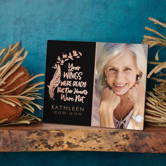 Plaque Photo Photo de famille en métal brossé or rose commémora (Côté)