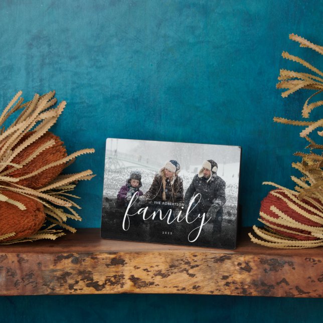 Plaque Photo Photo de famille personnalisée Superposition Abstr (Côté)