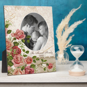 Plaque Photo Photo de famille personnalisée Trellis Rose Vintag