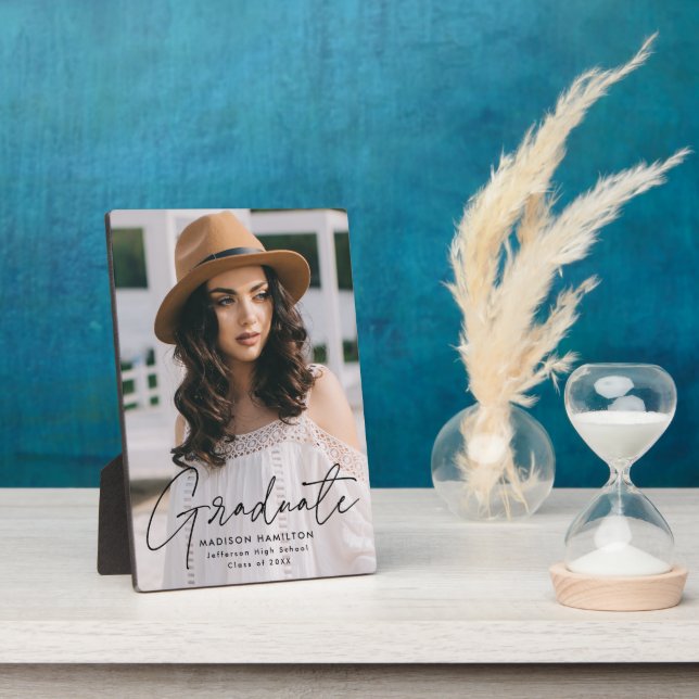 Plaque Photo Photo de Graduate moderne noir Script Graduate (Côté)
