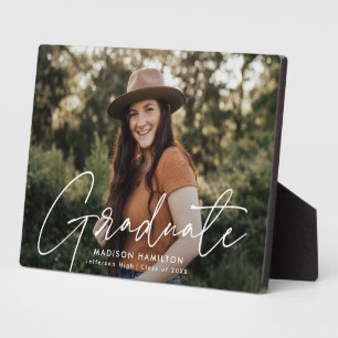 Plaque Photo Photo de Graduate moderne White Script Graduate