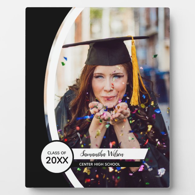 Plaque Photo Photo de graduation de Black Curved Frame (Devant)