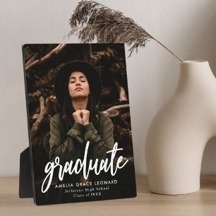 Plaque Photo Photo de Graduation de Script blanc moderne