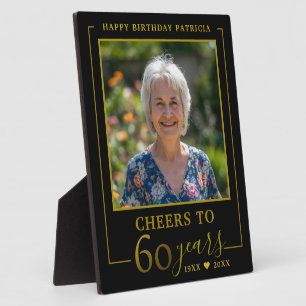 Plaque Photo Photo de joyeux anniversaire Noir et Or Félicitati