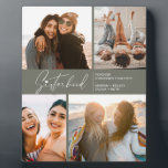 Plaque Photo Photo de la Sisterhood moderne Collage vert gris<br><div class="desc">Profitez d'un collage photo spécial gardienne de vos soeurs ou de vos meilleurs amis. Avec une typographie de style signature avec un coeur sur le dessus et du texte pour vous de customiser. Si vous souhaitez modifier la taille de la police, la couleur, etc., cliquez sur personnaliser pour accéder au...</div>