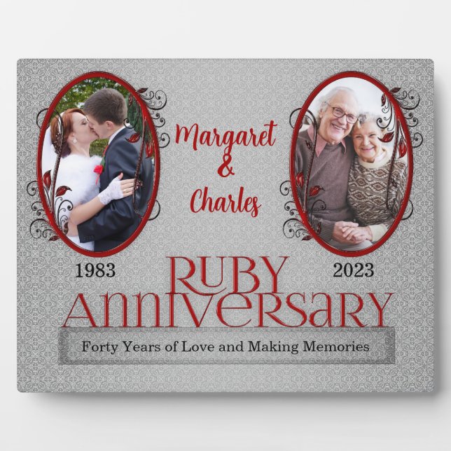 Plaque Photo Photo de mariage 8x10 Ruby pour 40e anniversaire d (Devant)
