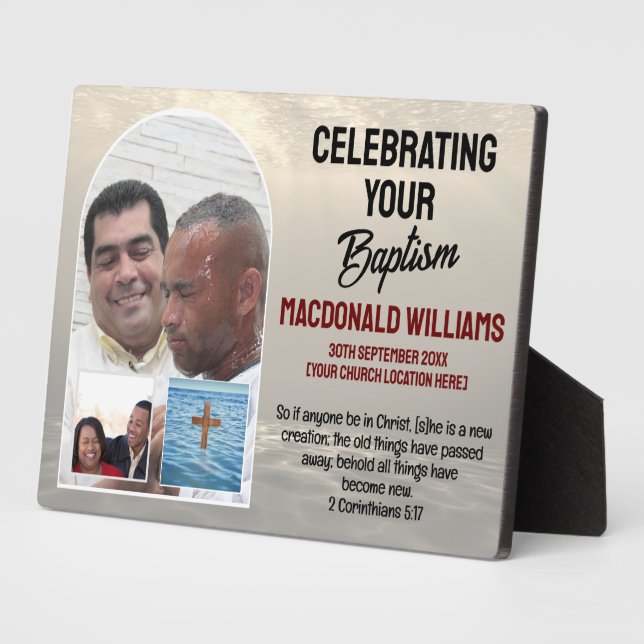 Plaque Photo Photo de nom personnalisé FÊTANT VOTRE BAPTISME (Côté)