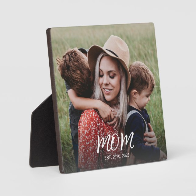 Plaque Photo Photo de script moderne personnalisée par Maman (Recto)