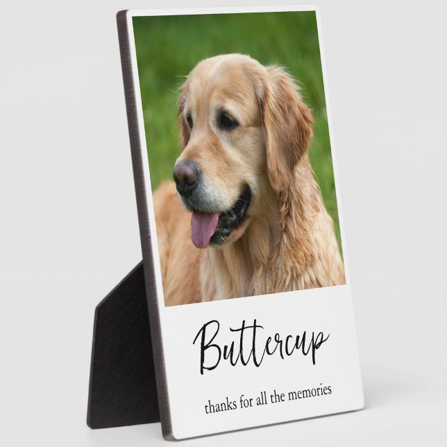 Plaque Photo Photo de souvenir de compagnie à typographie simpl (Modern pet memorial plaque with custom name, photo and text or quote)