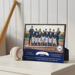 Plaque Photo Photo d'équipe de baseball avec liste des joueurs,