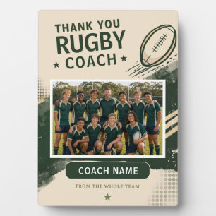 Plaque Photo Photo d'équipe de rugby moderne avec l'entraîneur