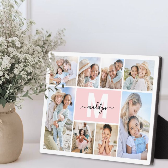Plaque Photo Photo en collage avec monogramme (Photo Collage Monogram Picture Plaque)