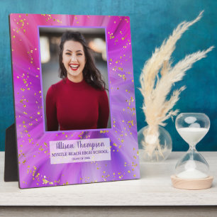 Plaque Photo Photo Graduation Abstrait Purple Gold Tabletop