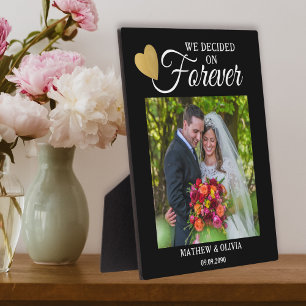 Plaque Photo Photo Mariage moderne Gold Coeur Citation Noir