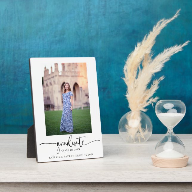 Plaque Photo Photo Moderne Elégant Script Graduation (Côté)