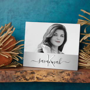 Plaque Photo Photo monogramme du script en argent