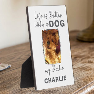 Plaque Photo Photo personnalisé chien nom blanc gris