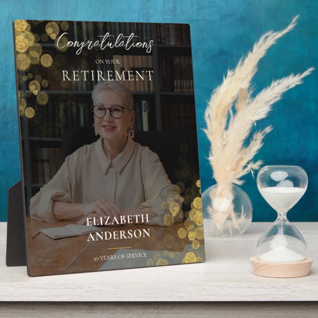 Plaque Photo Photo personnalisée Gold Confetti cadeau de retrai (Côté)