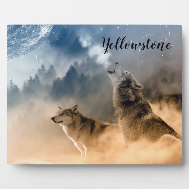 Plaque Photo Photo Plaque-Yellowstone Wolves (Devant)