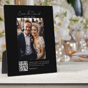 Plaque Photo Photo QR Code Mariage noir