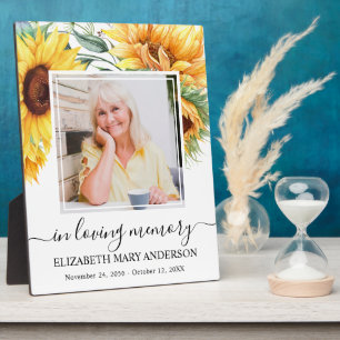 Plaque Photo Photo Tournesol Floral Mémorial En Souvenir Affect