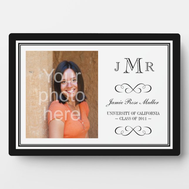 Plaque Photo Photographie de graduation monogramme de classe de (Devant)