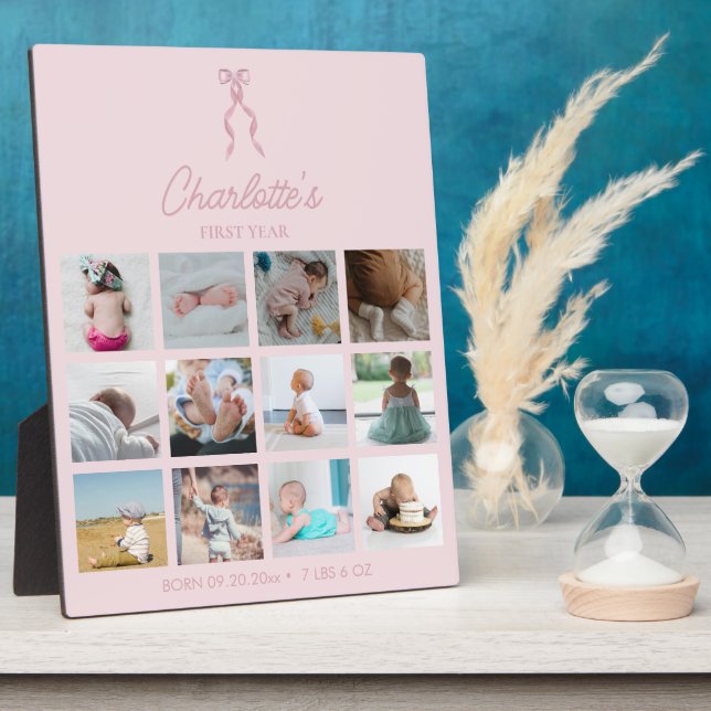 Plaque Photo Photos de la première année du bébé Statistiques d (Côté)