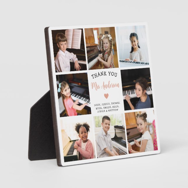 Plaque Photo Piano Enseignant Merci Cadeau Photo Collage (Recto)
