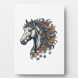 Plaque Photo Pièce de puzzle de cheval coloré T-Shirt gravure v
