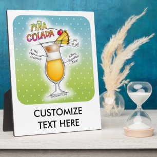 PLAQUE PHOTO PINA COLADA RECETTE COCKTAIL ART
