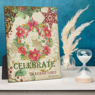 Plaque Photo Pine de Noël Pine cône Paix Snowflake Collage