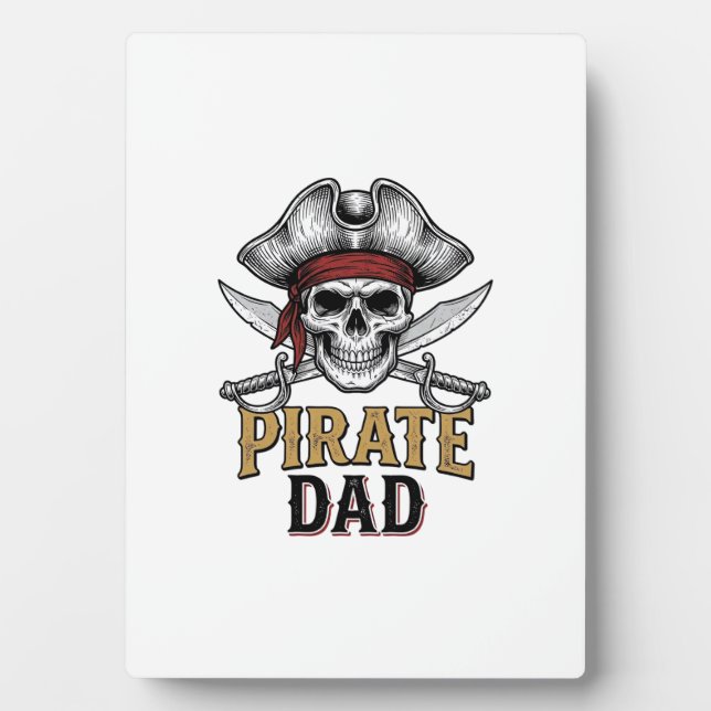 Plaque Photo Pirate Dad Skull Sword Vintage Engraving Shirt_1 (Devant)