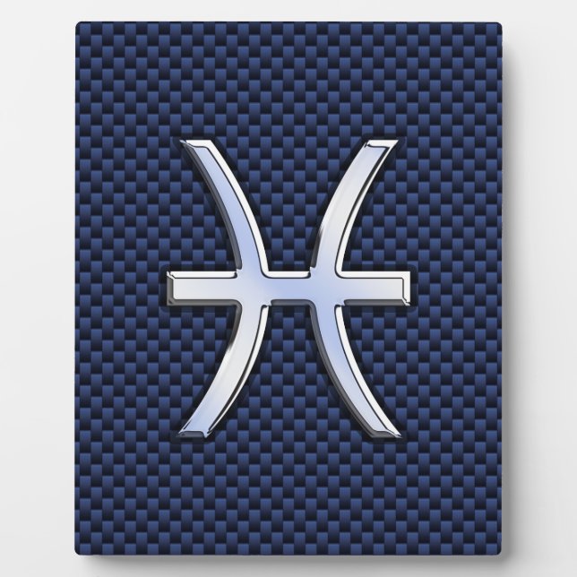 Plaque Photo Pisces Zodiac on Blue Carbon Fiber (Devant)