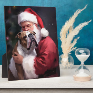 Plaque Photo Pitbull avec Noël Festif du Père Noël