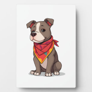 Plaque Photo Pitbull mignon avec bandana Gif amateur de chien