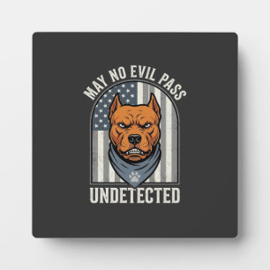 Plaque Photo Pitbull Patriotique Chien de Garde